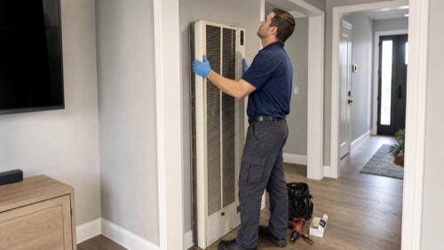 HVAC repair closeup with gauges