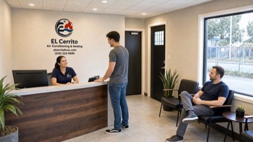 El Cerrito HVAC storefront with service van