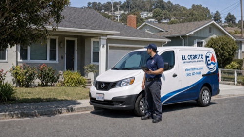 HVAC technician servicing air handler unit